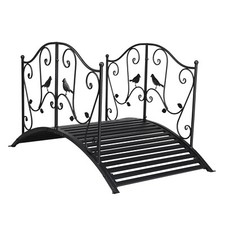 4 Foot Curved Outdoor Metal Bridge Decorative Pond Garden FootBridge Black Matte