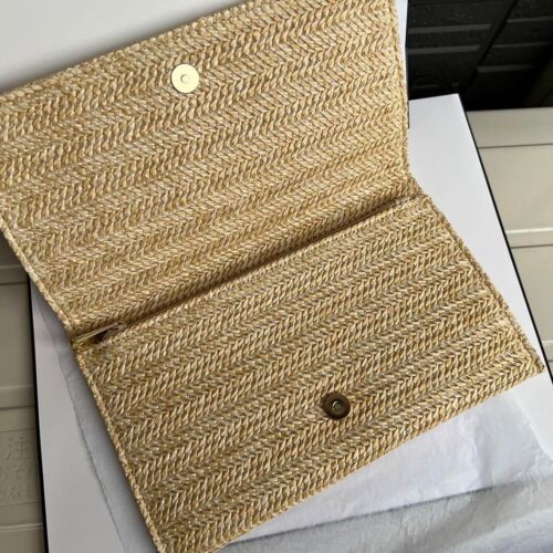 Christian Dior Pochette Pochette Set di 2, Pelle Nera e Rattan Estivo Beige - Foto 17 di 20
