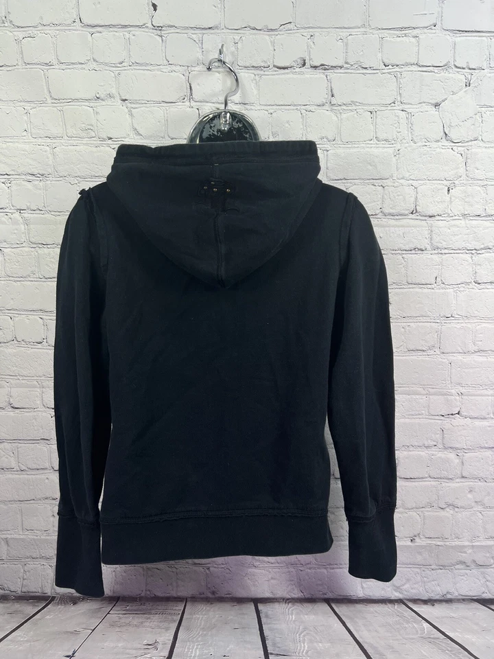 Sudadera con Capucha Hale Bob Los Angeles Negra Cremallera Frontal Talla S Embellecida Foto 4 de 4