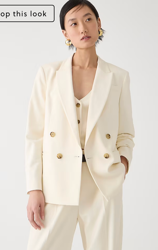 J.Crew $278 Double Breasted Relaxed Blazer City Twill Ivory Size 2 BX785