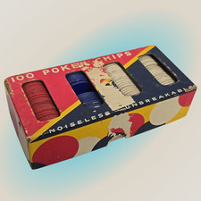 Vintage Original U.S. Dennison's No 42 - 1.5" Poker Chips 100 Count Used