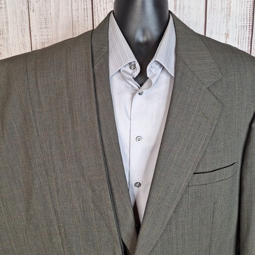 Jeffrey Jon Vanderson's 2 Piece Suit Mens 46L 38X32 Brown Check Wool USA - Picture 3 of 19