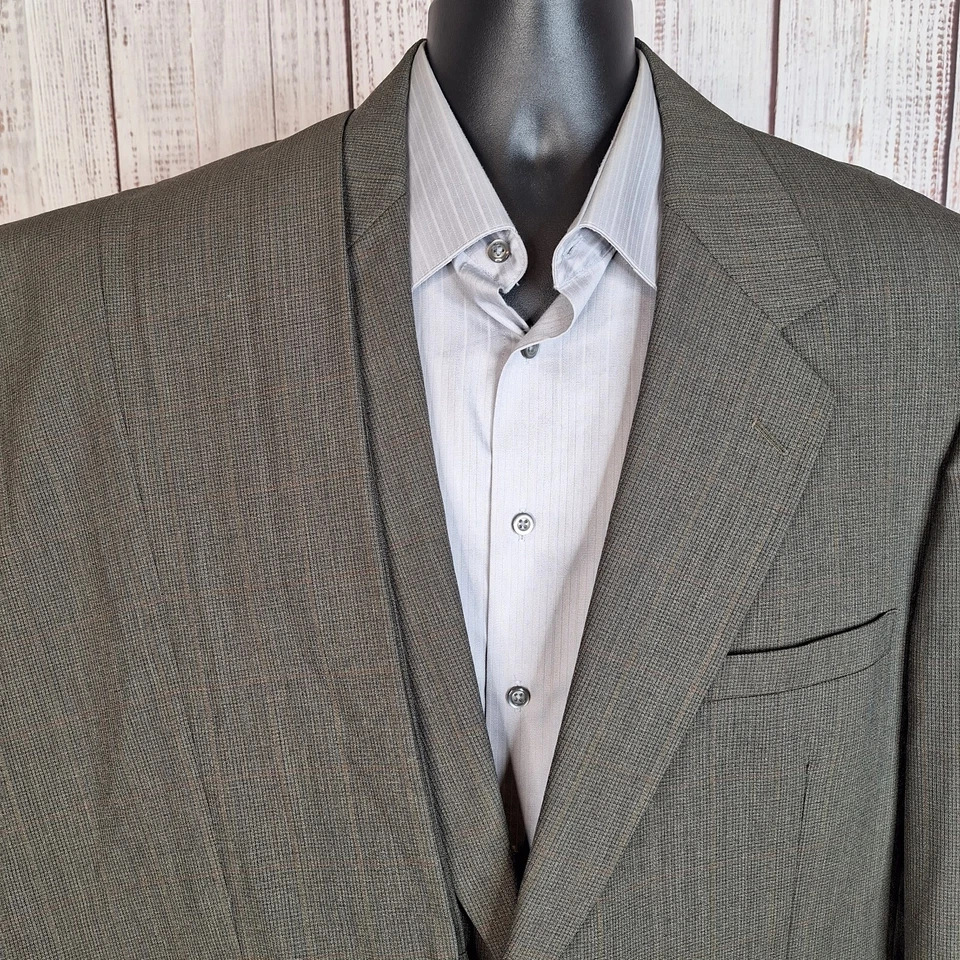 Traje de 2 piezas para hombre Jeffrey Jon Vanderson 46L 38X32 marrón a cuadros lana EE. UU. Foto 3 de 4