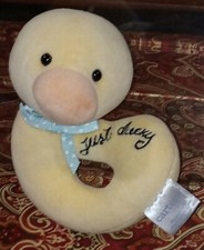 CARTERS BABY Duck Chick RING RATTLE First Toy Plush Lovey JUST DUCKY Ribbon X