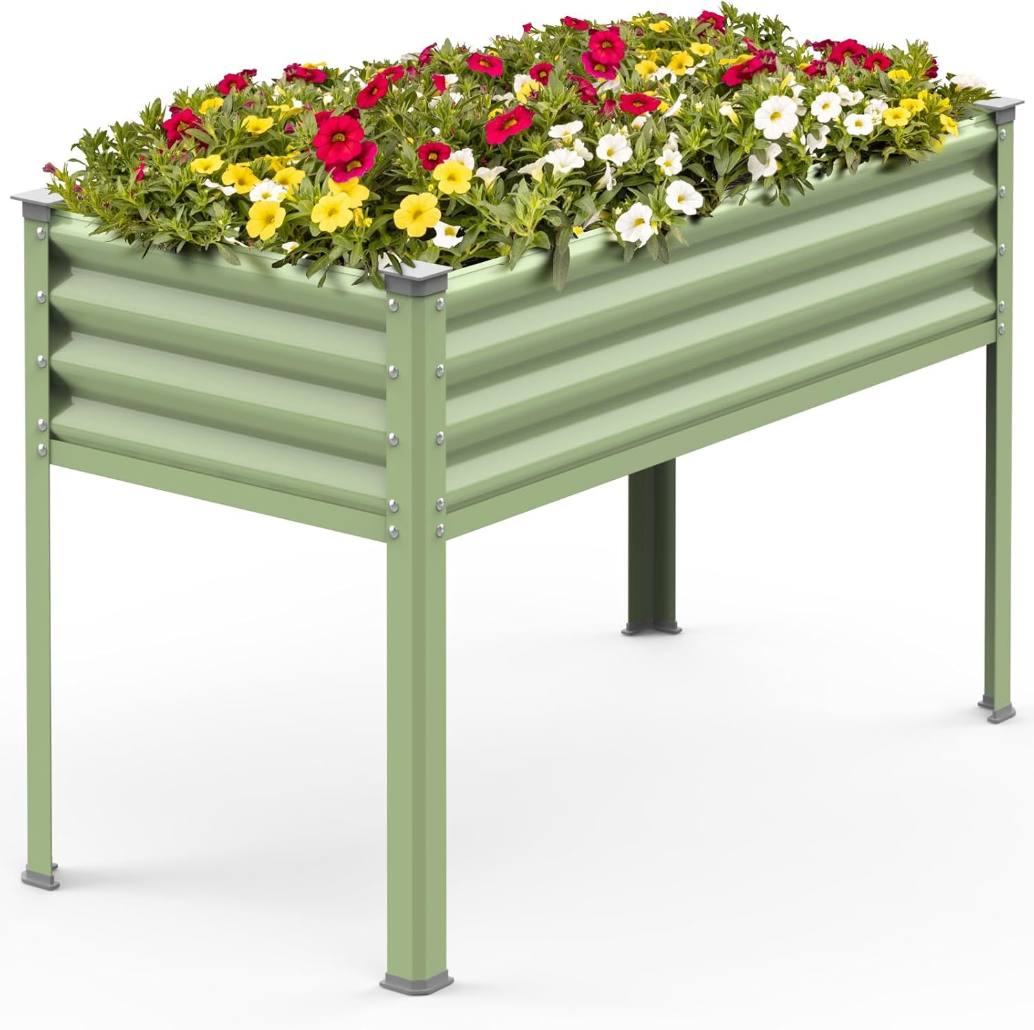 Raised Garden Bed with Legs, 48X24X32In Reinforced Elevated Metal Raised Planter