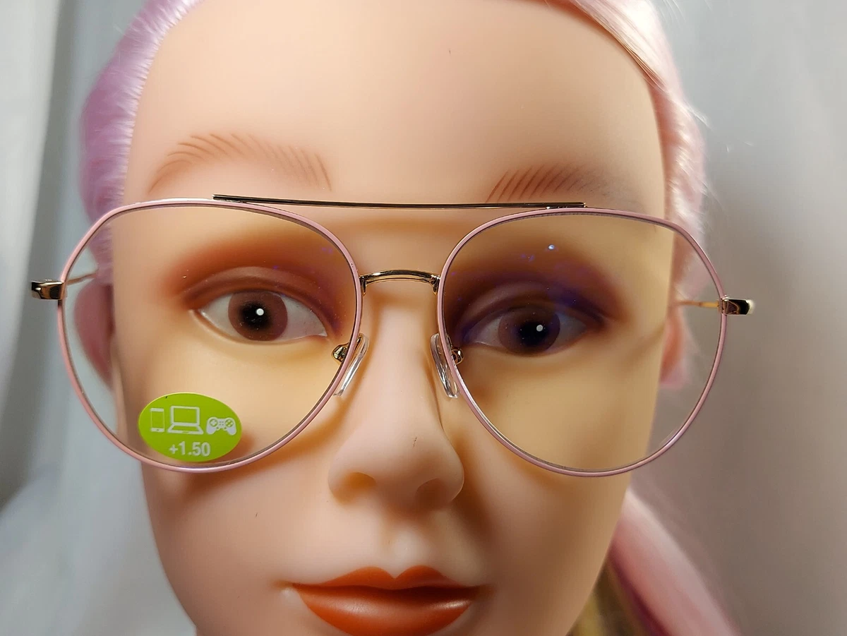 NIP 1.50 E Specs BLUE LIGHT Pink Gold Computer glasses Reading