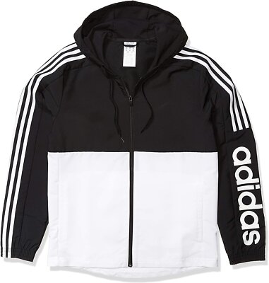 adidas Men's Essentials Colorblock Windbreaker, Black/White/White