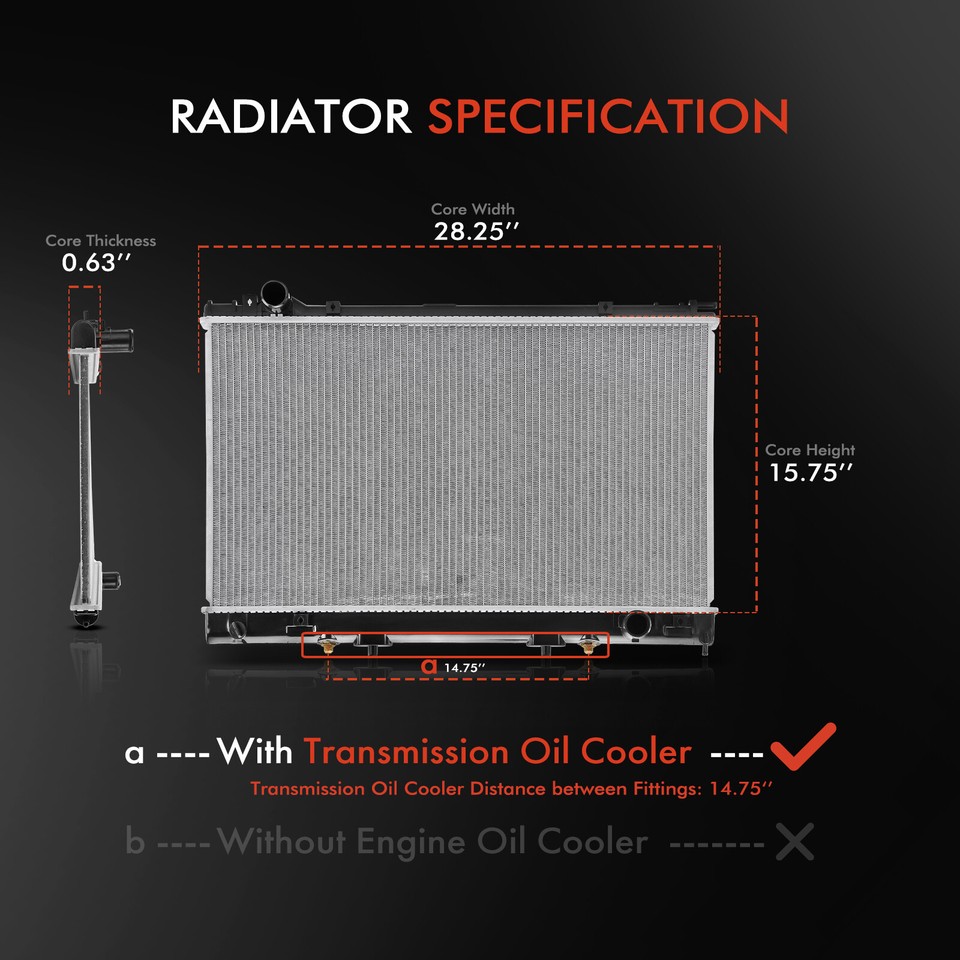 Aluminum Radiator With Transmission Oil Cooler For 1996 Lexus LS400 - View #14