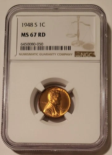 1948 S Lincoln Wheat Cent MS67 RED NGC