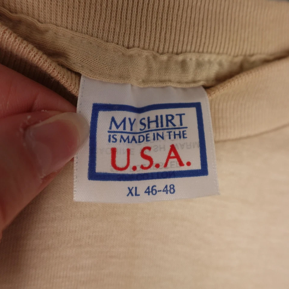 Camisa de Humor Cerveza 1989 De Colección Para Hombres XL Beige Divertida Camiseta Gráfica Hecha en EE. UU. Años 80 Foto 2 de 4