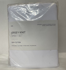 Jersey Knit 4 Piece King Size Sheet Set 100 Cotton Color White New