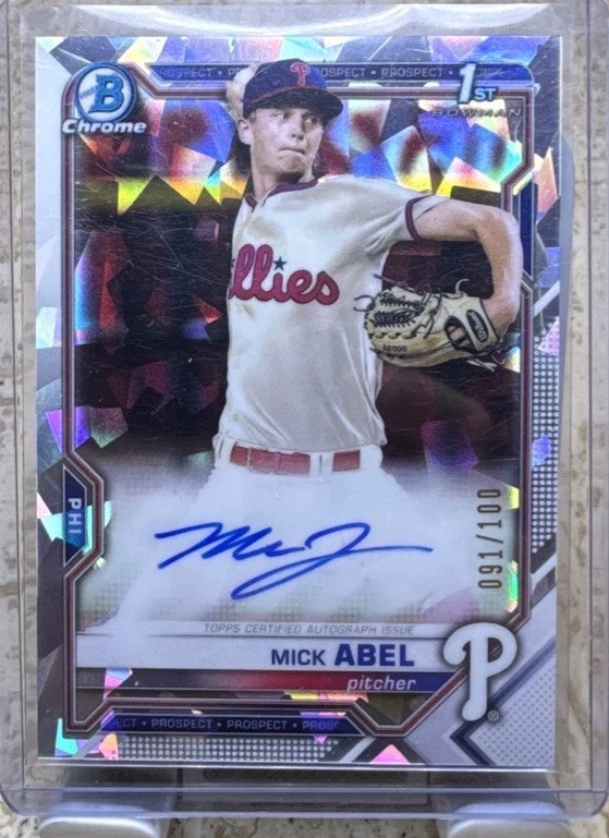 2021 Bowman - Autographs Mick Abel #CPA-MAB Atomic Refractor 91/100