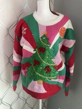 Blizzard Bay Women's Holiday Christmas Tree Lights NEW Size Large Ugly Sweater