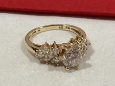 DQCZ P 14k Solid Yellow Gold Cubic Zirconia Diamonique Stone Band Ring SIZE 6