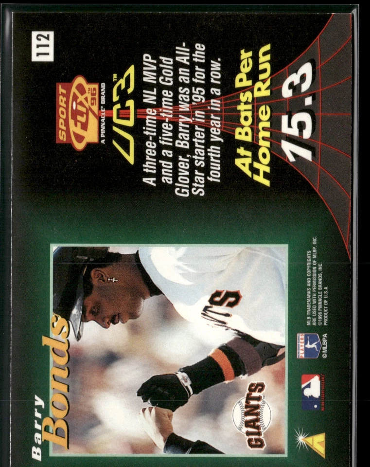 1996 Sportflix #112 Barry Bonds Artist's Proofs - Image 2 of 2
