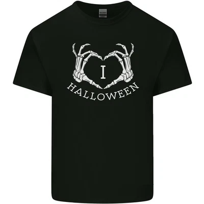 I Love Halloween Drôle Main Squelette Crâne Hommes Clair T-Shirt - Photo 1/4