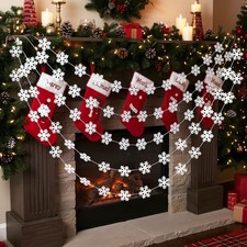 4 Pcs Christmas Snowflake Felt Garland Party Decorations 13 ft snowflake