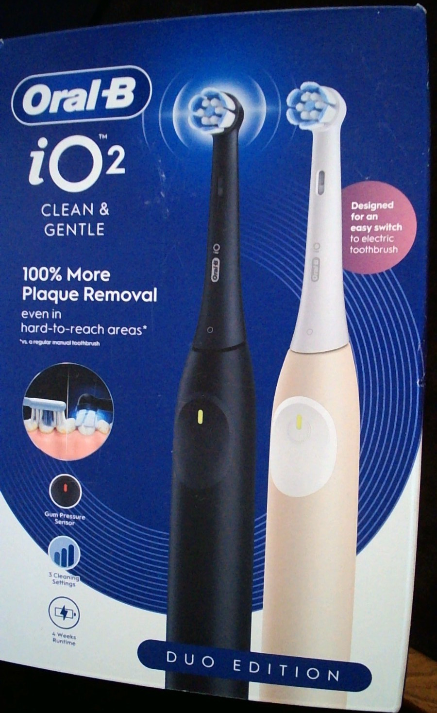 Oral-B iO2 Series 2 Rechargeable Electric Toothbrushes Duo Ed. Black & Pink. New