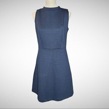 Ann Taylor Loft Blue Medallion Jacquard Knit A Line Flare Dress Size 6