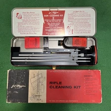 Vtg NOS J.C. Higgins 30 Cal Rifle Gun Cleaning Kit Original Tin Box Bottle Label