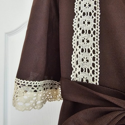 Vintage Vtg 70s Brown Maxi Dress UK 8-10 Prairie Psychedelic Cottagecore Boho - Picture 8 of 9
