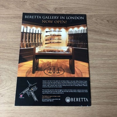 GUNS80 MAGAZINE ADVERT 12X9 BERETTA GALLERY, LONDON NOW OPEN
