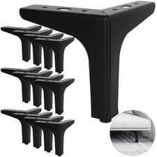 12 Pack 5 Black Metal Furniture Legs, Triangle, Sofa, Cabinet, Couch, Chair