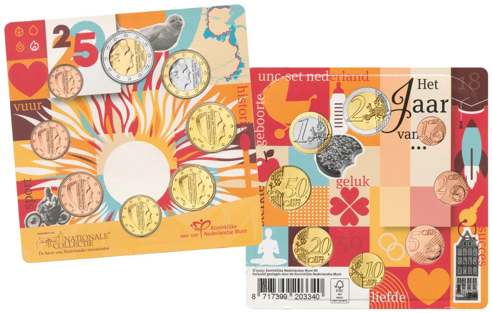 NIEDERLANDE 3,88 EURO KURSMÜNZENSATZ 2025 STEMPELGLANZ IN COINCARD - Bild 1 von 1