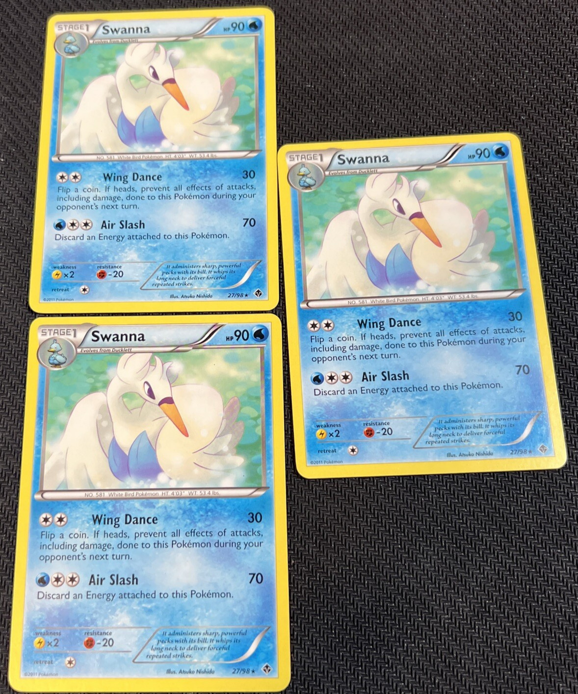 Swanna 27/98 Rare Emerging Powers Pokemon Card Non-Holo 3