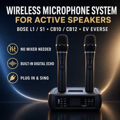 Dual Wireless Microphone Karaoke Echo for Bose L1 S1 Pro EV Everse QSC CB10 CB12