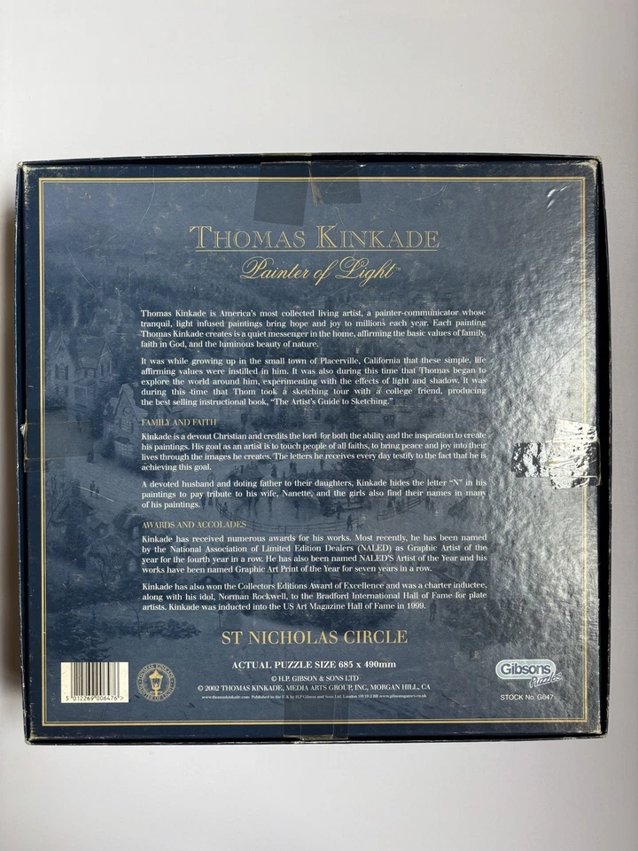 Gibsons 1000 Piece Jigsaw Puzzle Thomas Kinkade St Nicholas Circle Complete - Image 3 of 3
