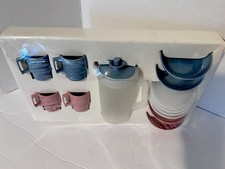 1991 Vintage Tupperware Toys Kids Mini Serve It Party Set Pink  Blue NEW SEALED