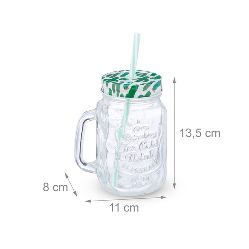 Trinkgläser mit deckel Kaktus Becher Eistee Gläser 8er Set bunt 500 ml 8 Stück - Bild 4 von 8