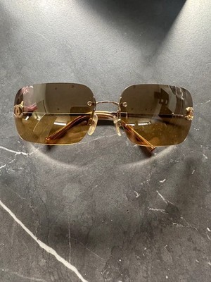 CHANEL Rimless Sunglasses 4017-D Coco Logo