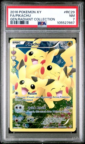 2016 POKEMON XY GENERATIONS RADIANT COLL #RC29 FULL ART/PIKACHU PSA 7