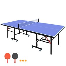 8ft Mid-Size Table Tennis Table Indoor Foldable Portable Ping Pong Table Set New