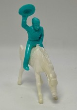 VTG MARX Roy Rogers Mounted Figure Holding Hat Blue Plastic 3" Bucking Horse