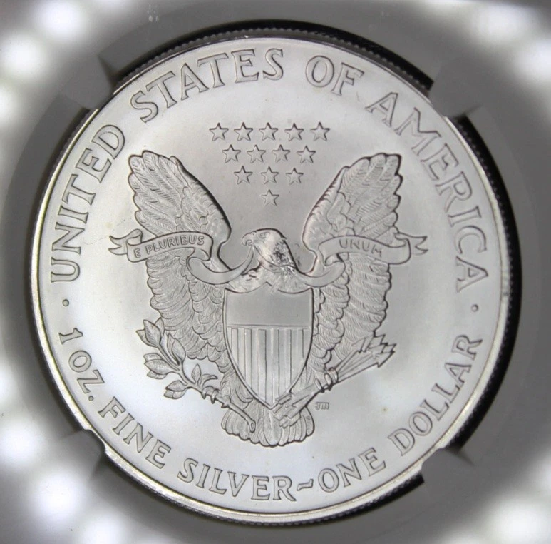 1999 American Silver Eagle Mint Error Coin NGC Graded MS69 Obverse Struck Thru - Image 3 of 4