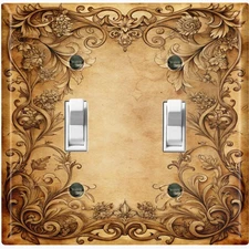 Metal Light Switch Outlet Cover Wall Plate Vintage Rustic Floral Frame FME113