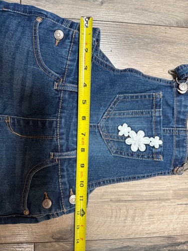Jordache Girls VTG Denim Overalls Floral Lace Trim & Adjustable Straps Small (6- - Picture 2 of 5