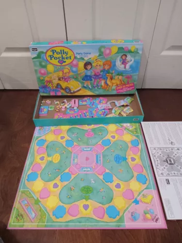Vtg Polly Pocket Party Game Bluebird Toys 1994 Rose Art Board NOT COMPLETE 90’s