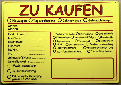 5 AUTO PKW KFZ-Verkaufsschilder, oder bitte Abstand halten ...