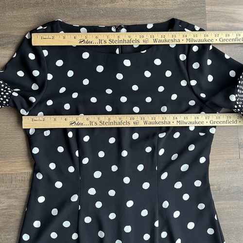 Talbots Women’s Black And White Polka Dot Shift Dress Short Sleeve Size 6 - Picture 7 of 12