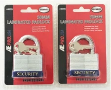 2 ATE PRO HARDENED STEEL 50MM LAMINATED PADLOCKS STORAGE UNIT PAD LOCK #40226