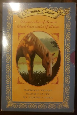 CHARMING CLASSICS by Harper Festival BOX SET 3 Horse Books and Horse Necklace 