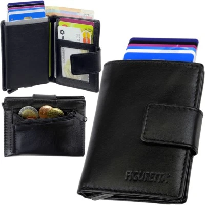 FIGURETTA Aluminium Leder Brieftasche Cardprotector RFID Kartenetui Portemonnaie - Bild 1 von 4
