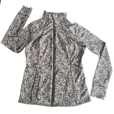 Members Mark Activewear Women's Jacket Black Gray Performance Knit Full Zip Sz M