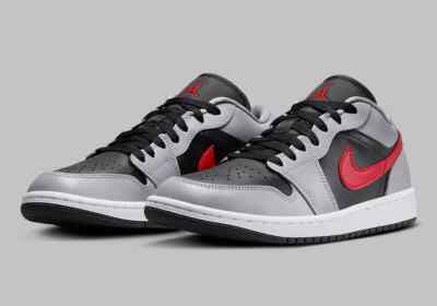 Air Jordan 1 Low Cement Grey Smoke/Fire Red Shoes Retro FZ4183-002 Womens Size 7