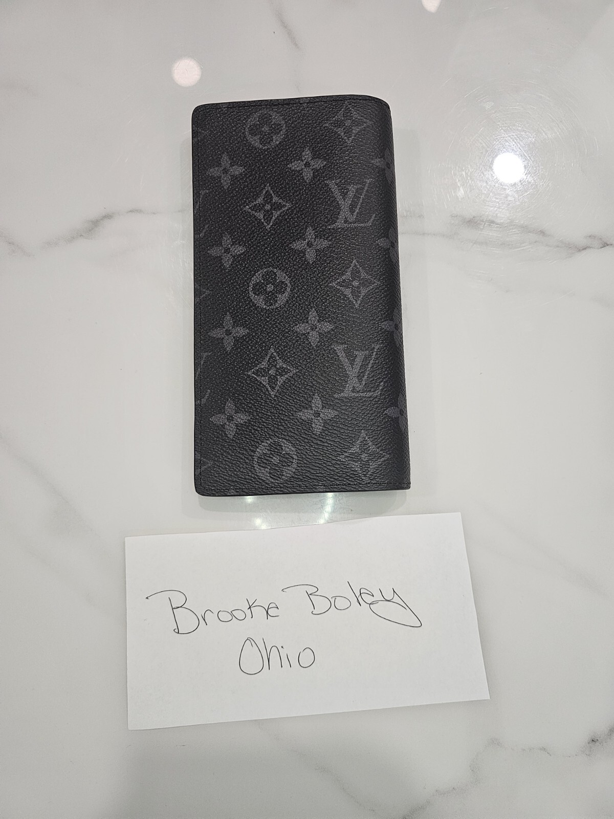 Auth Louis Vuitton LV Monogram Eclipse Brazza Lon… - image 2