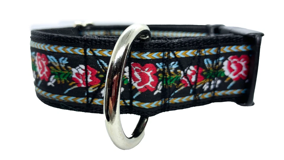 Collar de perro rosa bordado de 1,5 pulgadas de ancho ajustable Foto 3 de 4